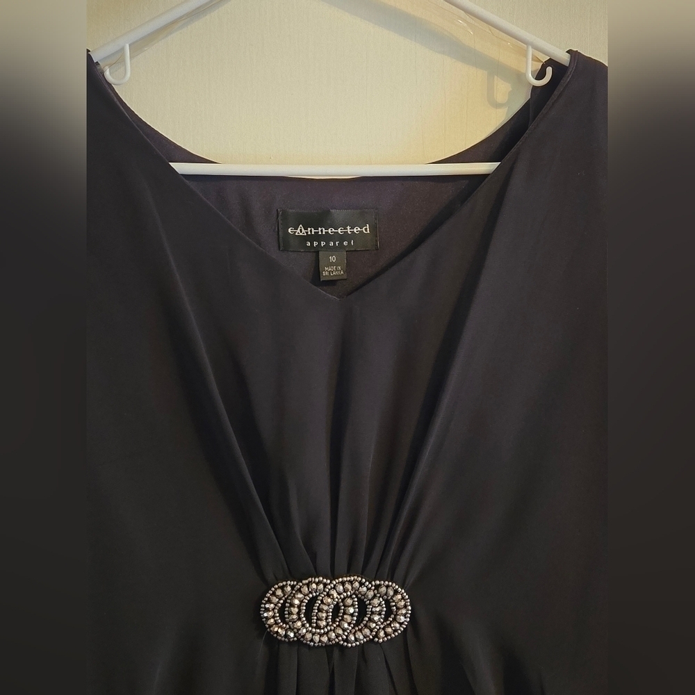 NWOT | Connected Apparel | Black V-Neck Dress with Flutter Sleeves | Size: 10 - Picture 6 of 9